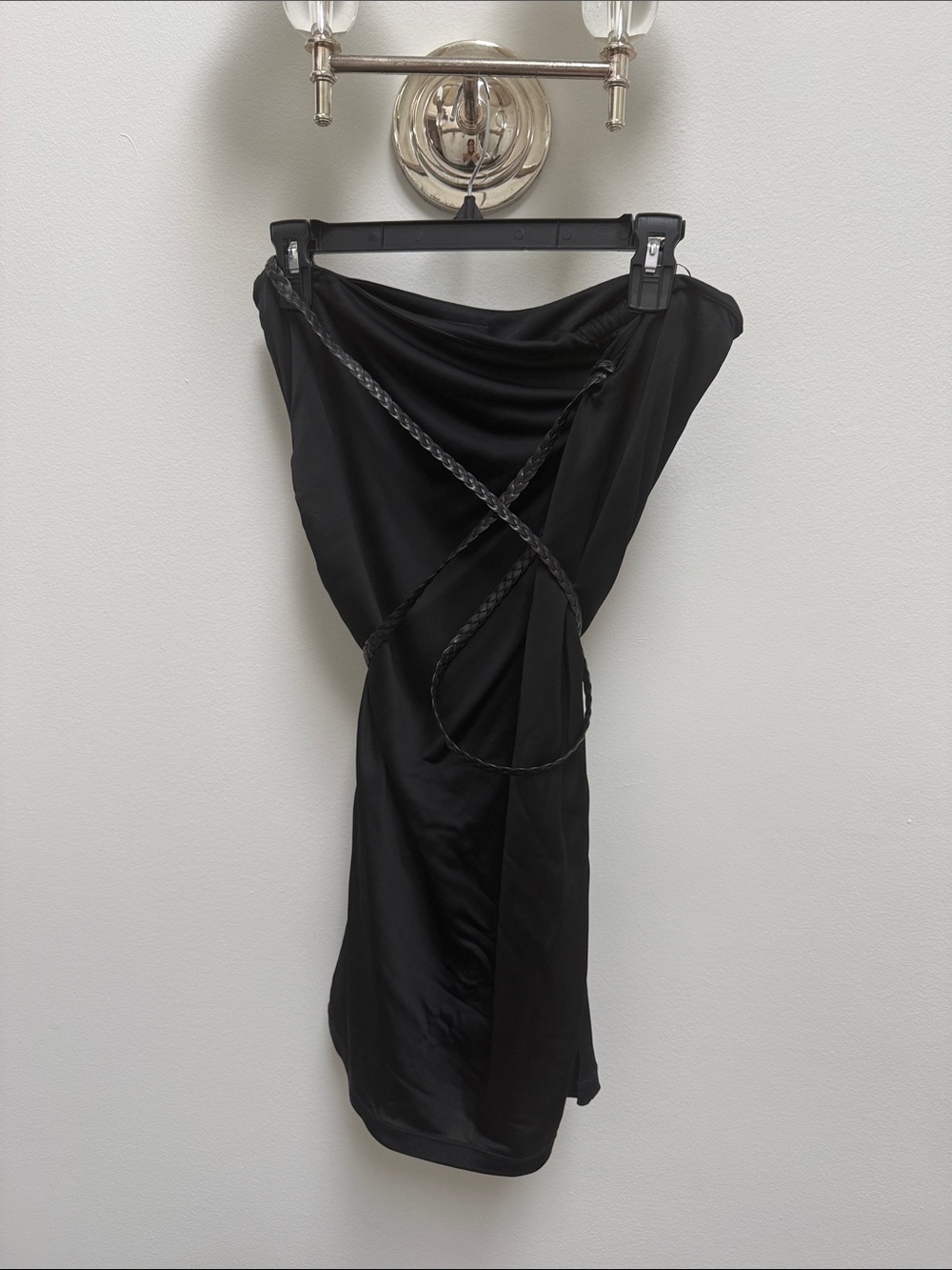 Vintage Gucci Black Midi Skirt with Braided belt